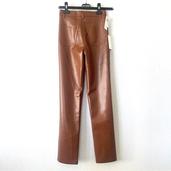 Aritzia Wilfred Melina Vegan Leather Pants in Cognac - Picture 3 of 8